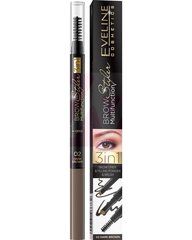 Kulmupliiats Eveline Brow Multifunction Styler 3 in 1 02 Dark Brown 1 tk цена и информация | Карандаши, краска для бровей | kaup24.ee