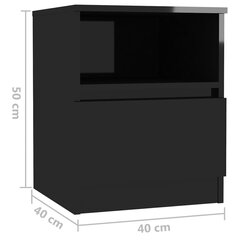 öökapid 2 tk, kõrgläikega must, 40 x 40 x 50 cm, puitlaastplaat цена и информация | Прикроватные тумбочки | kaup24.ee