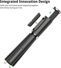 Atumtek Bluetooth Selfie Stick statiiv, must hind ja info | Selfie sticks | kaup24.ee