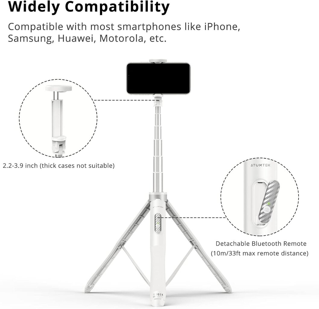 Atumtek Selfie Stick statiiv hind ja info | Selfie sticks | kaup24.ee