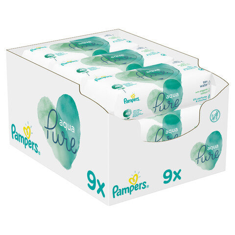 Salvrätikud Pampers Aqua Pure 9 x 48 tk hind ja info | Niisked salvrätikud | kaup24.ee