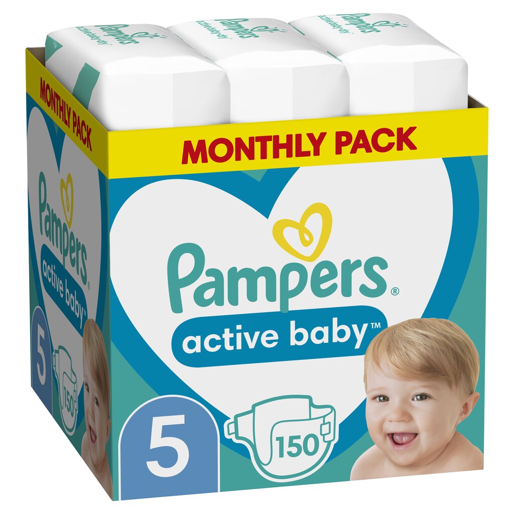 Mähkmed Pampers Active Baby-Dry, Monthly Pack, suurus 5, 11-16 kg, 150 tk цена и информация | Mähkmed | kaup24.ee