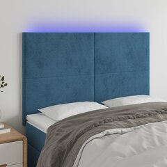 LED-voodipeats, tumesinine, 144x5x118/128 cm, samet цена и информация | Кровати | kaup24.ee