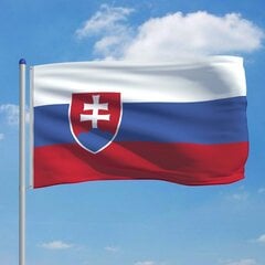 Slovakkia lipp ja lipumast, alumiinium, 6 m цена и информация | Флаги и держатели для флагов | kaup24.ee