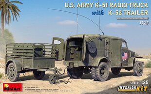 Сборная пластиковая модель. Miniart - U.S. Army K51 Radio Truck with K52 Trailer Interior Kit (Chevrolet G506), 1/35, 35418 цена и информация | Склеиваемые модели | kaup24.ee