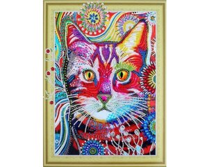 Алмазная мозаика 30x40 cm.  "Cat in dandelinos" цена и информация | Алмазная мозаика | kaup24.ee