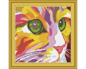 Алмазная мозаика 30x30 cm.  "Colored kitten" цена и информация | Алмазная мозаика | kaup24.ee