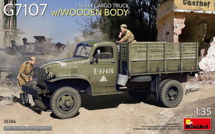 Liimitav mudel MiniArt 35386 1,5t 4x4 G7107 Cargo Truck w/Wooden Body 1/35 hind ja info | Liimitavad mudelid | kaup24.ee