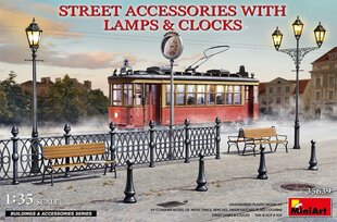 Liimitav mudel MiniArt 35639 STREET ACCESSORIES WITH LAMPS &amp; CLOCKS 1/35 цена и информация | Склеиваемые модели | kaup24.ee