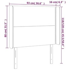 Изголовье со светодиодом, светло-серое, 93x16x118/128см, бархат цена и информация | Кровати | kaup24.ee