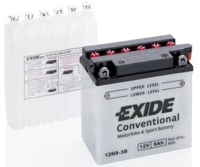 Exide motoaku 12V 9Ah 12N9-3B 135x75x139-+ цена и информация | Аккумуляторы | kaup24.ee