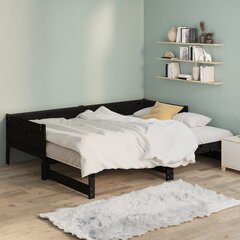 Väljatõmmatav voodi, must, 2x(80x200)cm, täispuit männipuit цена и информация | Кровати | kaup24.ee