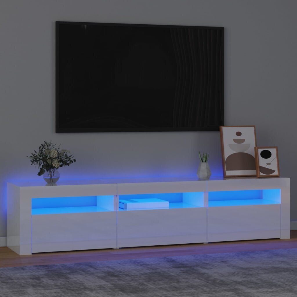 telerialus LED-tuledega, kõrgläikega valge, 180 x 35 x 40 cm цена и информация | TV alused | kaup24.ee