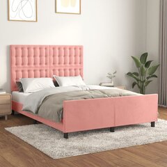 voodiraam peatsiga, roosa, 140x190 cm, samet hind ja info | Voodid | kaup24.ee