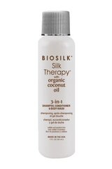 Šampoon, palsam ja dušigeel Biosilk Silk Therapy Organic Coconut Oil 3in1, 30 ml цена и информация | Маски, масла, сыворотки | kaup24.ee