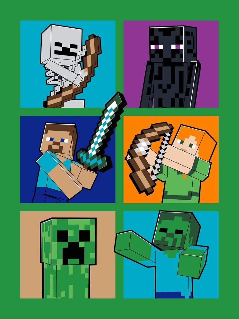 Minecraft tekk, 150 x 200 cm hind ja info | Voodikatted, pleedid | kaup24.ee