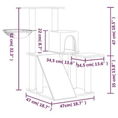 kassimaja sisalköitega kraapimispuudega, tumehall, 82 cm цена и информация | Когтеточки | kaup24.ee