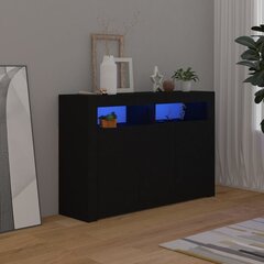 puhvetkapp LED-tulega, must, 115,5x30x75 cm цена и информация | Шкафчики в гостиную | kaup24.ee