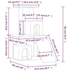 kassimaja sisalköitega kraapimispuudega, helehall, 82 cm цена и информация | Когтеточки | kaup24.ee