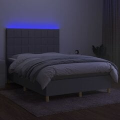 kontinentaalvoodi madratsiga ja LED, helehall, 140x190 cm, kangas цена и информация | Кровати | kaup24.ee