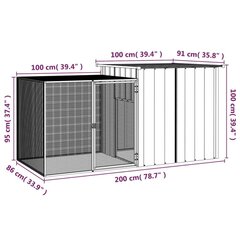 kanapuur, antratsiithall, 200 x 91 x 100 cm, tsingitud teras hind ja info | Pesakastid, söötjad ja puurid | kaup24.ee