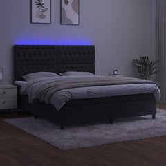 kontinentaalvoodi madrats ja LED, must, 180x200 cm, samet hind ja info | Voodid | kaup24.ee