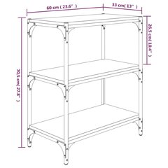 raamatukapp, suitsutamm, 60 x 33 x 70,5 cm, tehispuit ja teras цена и информация | Полки | kaup24.ee