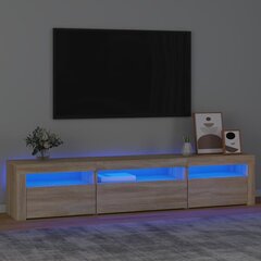 telerialus LED-tuledega, Sonoma tamm, 195x35x40 cm цена и информация | Тумбы под телевизор | kaup24.ee