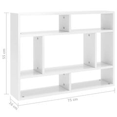 seinariiul, kõrgläikega valge, 75x16x55 cm, puitlaastplaat hind ja info | Riiulid | kaup24.ee