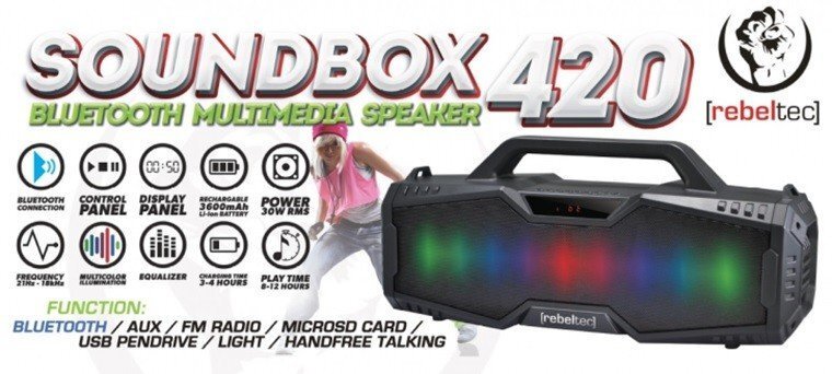 Rebeltec Bluetooth speaker SoundBOX 420 black hind ja info | Kõlarid | kaup24.ee