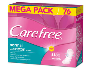 Pesukaitsmed CAREFREE Cotton, 76 tk hind ja info | Tampoonid, hügieenisidemed, menstruaalanumad | kaup24.ee