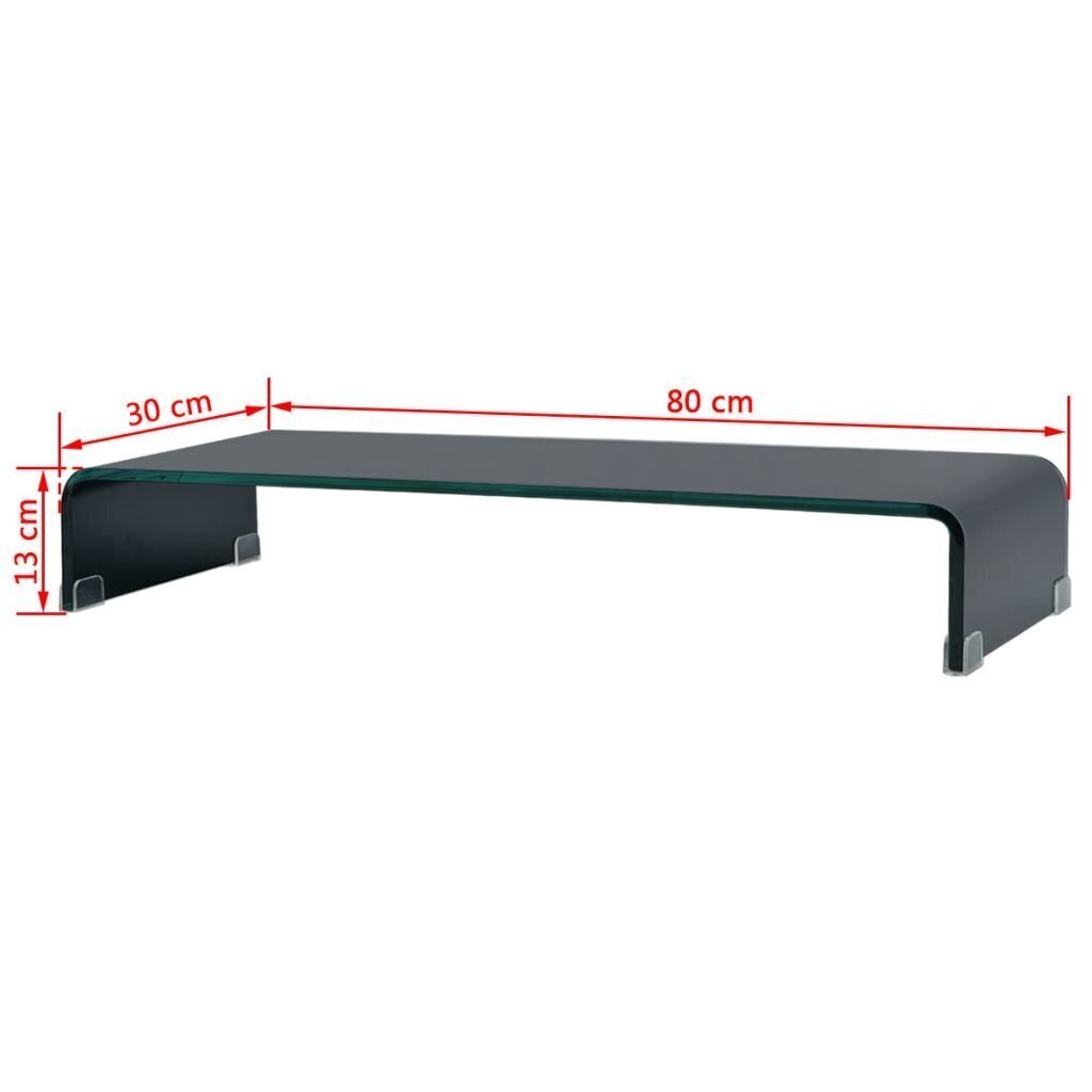 telerialus klaasist 80 x 30 x 13 cm must hind ja info | TV alused | kaup24.ee