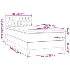 kontinentaalvoodi madratsiga ja LED, kreemjas, 100x200 cm, kangas цена и информация | Кровати | kaup24.ee