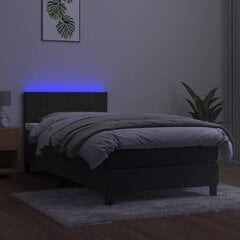 kontinentaalvoodi madratsiga ja LED, tumehall, 90x190 cm, samet цена и информация | Кровати | kaup24.ee