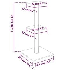 Kassimaja sisalköitega kraapimispostidega , helehall, 73 cm цена и информация | Когтеточки | kaup24.ee