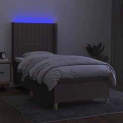 kontinentaalvoodi madratsiga ja LED, pruunikas, 90x190 cm, kangas цена и информация | Кровати | kaup24.ee