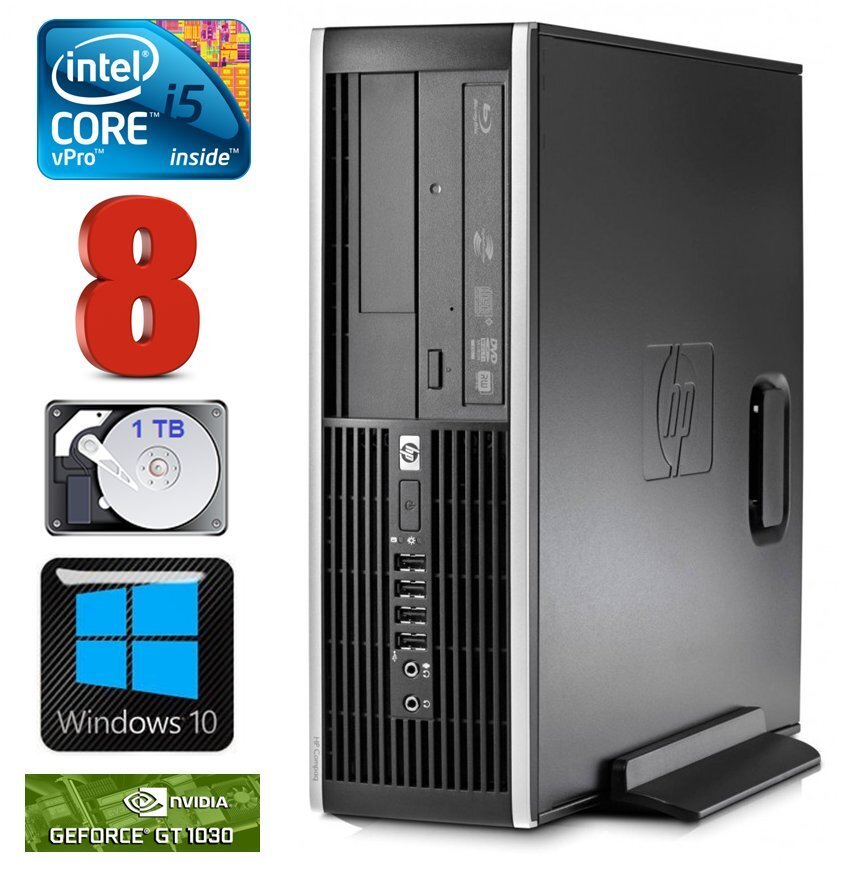 HP 8100 Elite SFF i5-650 8GB 1TB GT1030 2GB DVD WIN10 цена и информация | Lauaarvutid | kaup24.ee