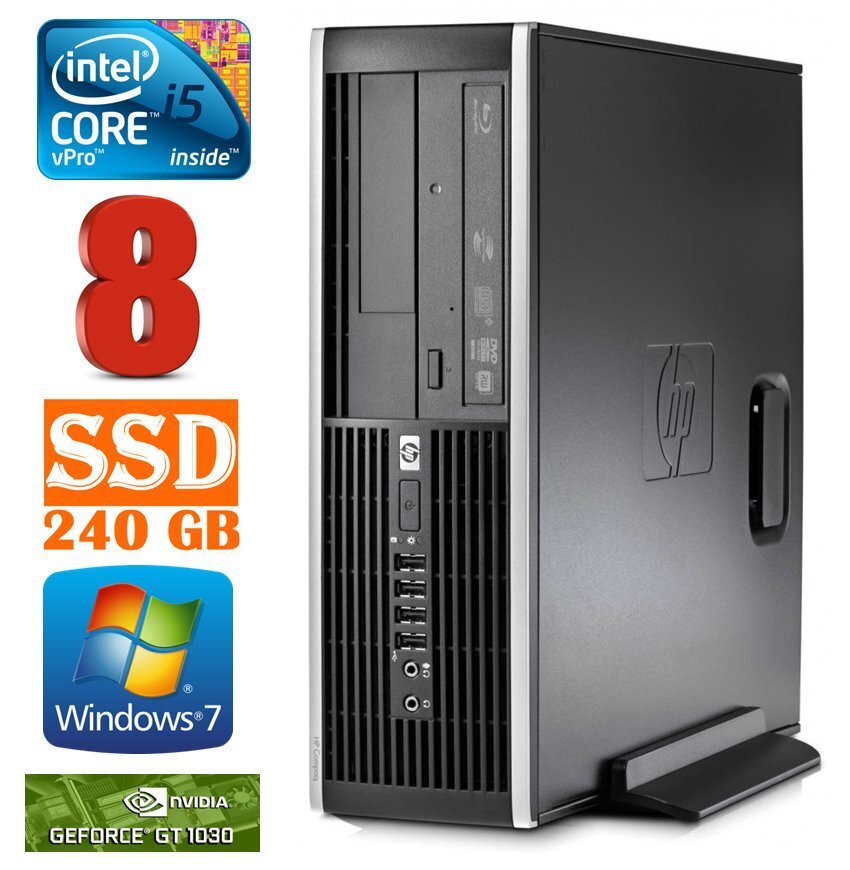 HP 8100 Elite SFF i5-650 8GB 240SSD GT1030 2GB DVD WIN7Pro цена и информация | Lauaarvutid | kaup24.ee