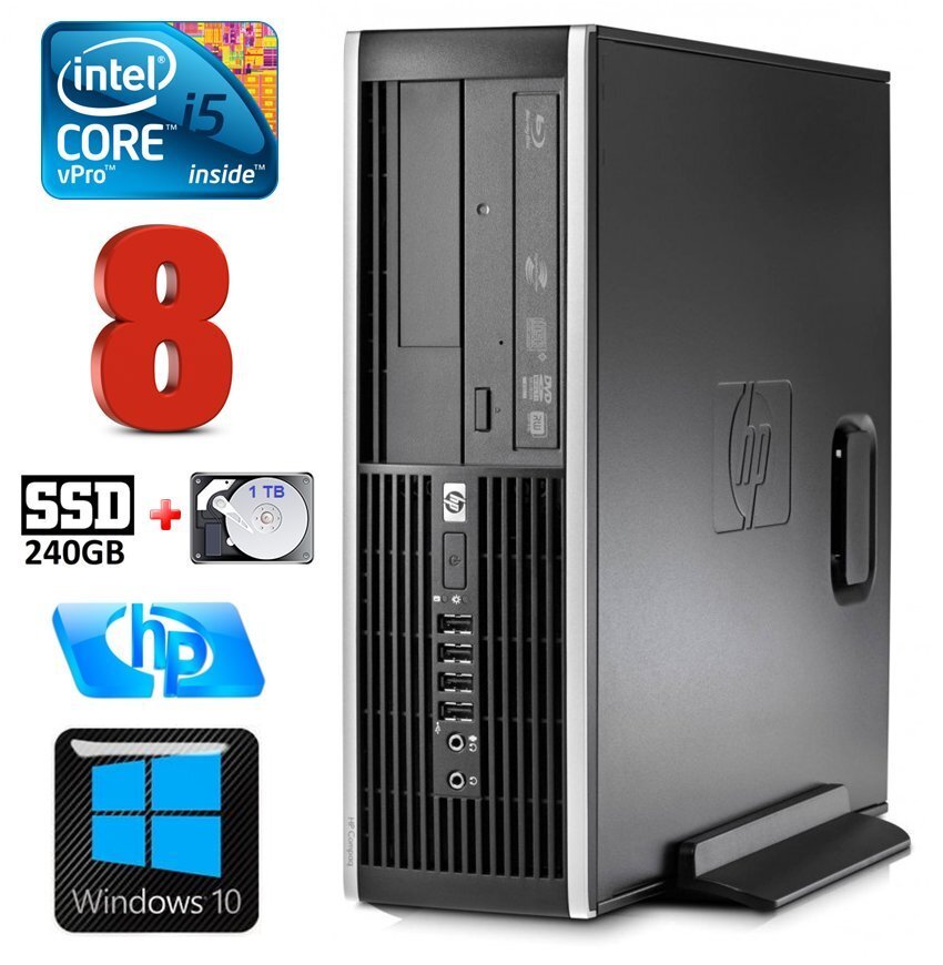 HP 8100 Elite SFF i5-650 8GB 240SSD+1TB DVD WIN10 hind ja info | Lauaarvutid | kaup24.ee