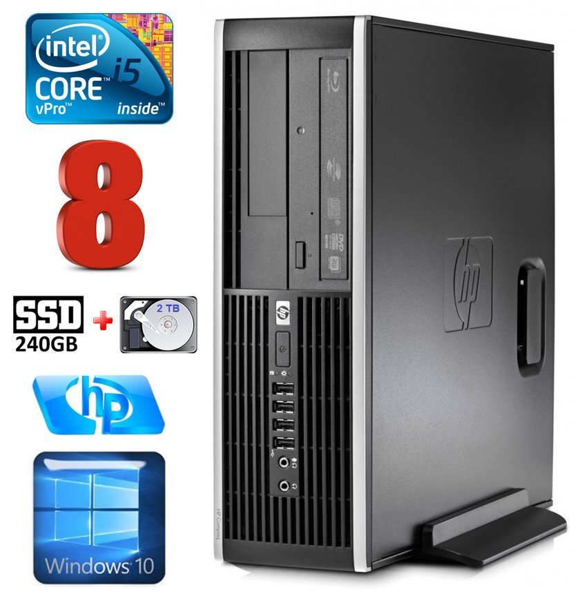 HP 8100 Elite SFF i5-650 8GB 240SSD+2TB DVD WIN10 hind ja info | Lauaarvutid | kaup24.ee