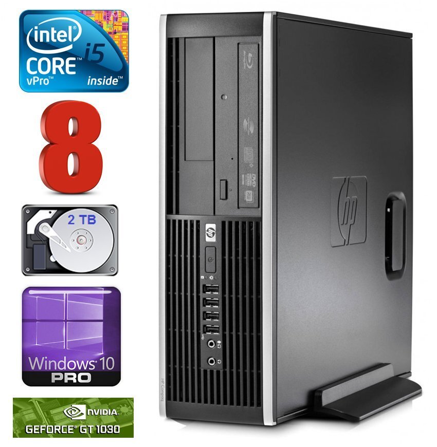 HP 8100 Elite SFF i5-650 8GB 2TB GT1030 2GB DVD WIN10Pro hind ja info | Lauaarvutid | kaup24.ee