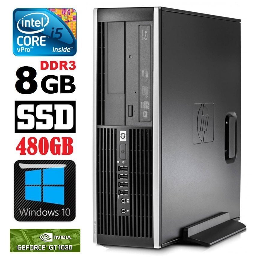 HP 8100 Elite SFF i5-650 8GB 480SSD GT1030 2GB DVD WIN10 hind ja info | Lauaarvutid | kaup24.ee