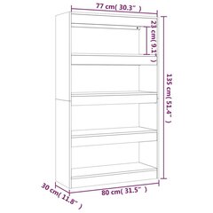 raamatukapp, suitsutatud tamm, 80x30x135 cm, puitlaastplaat hind ja info | Riiulid | kaup24.ee