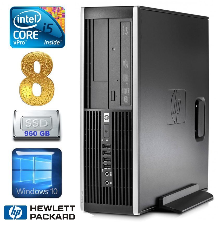 HP 8100 Elite SFF i5-650 8GB 960SSD DVD WIN10 цена и информация | Lauaarvutid | kaup24.ee