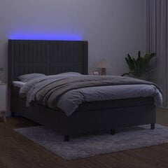 kontinentaalvoodi madratsiga ja LED, tumehall, 140x190 cm, samet hind ja info | Voodid | kaup24.ee