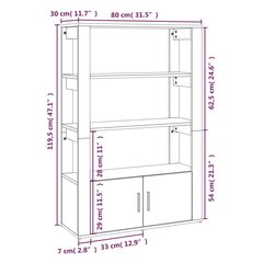 puhvetkapp, valge, 80 x 30 x 119,5 cm, tehispuit hind ja info | Elutoa väikesed kapid | kaup24.ee