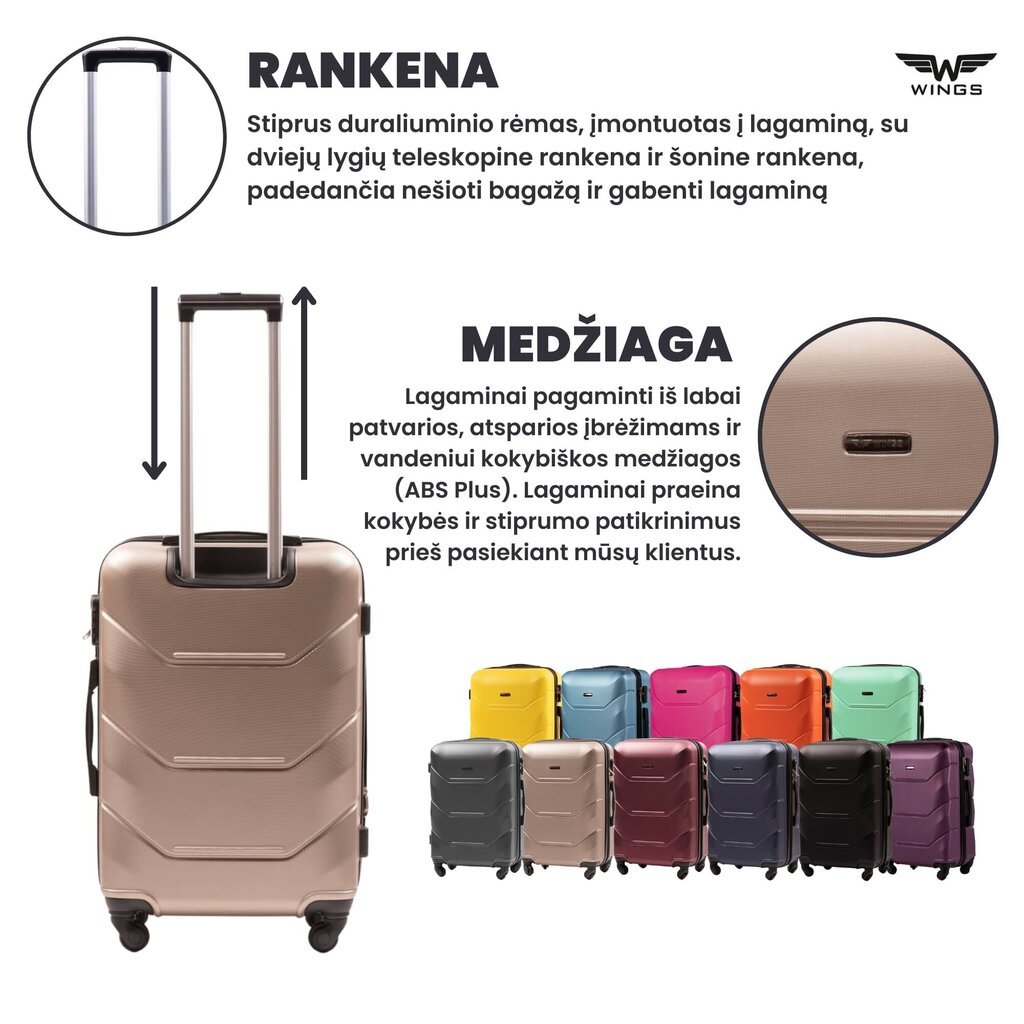Väike kohver Wings Peacock, S, helepruun hind ja info | Kohvrid, reisikotid | kaup24.ee