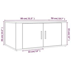 kohvilaud, pruun tamm, 80 x 50 x 36 cm, tehispuit hind ja info | Diivanilauad | kaup24.ee