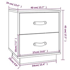 öökapid 2 tk, valge, 40x34x45 cm, männipuit hind ja info | Öökapid | kaup24.ee