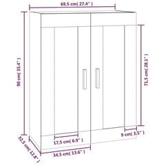 seinakapp, betoonhall, 69,5 x 32,5 x 90 cm, tehispuit цена и информация | Шкафчики в гостиную | kaup24.ee